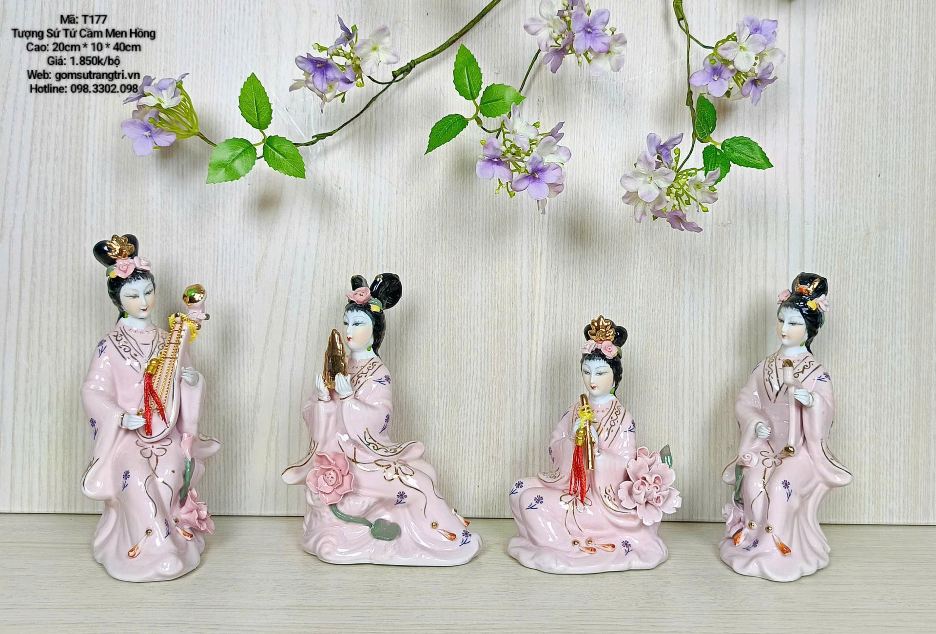 TƯỢNG SỨ TỨ CẦM MEN HỒNG